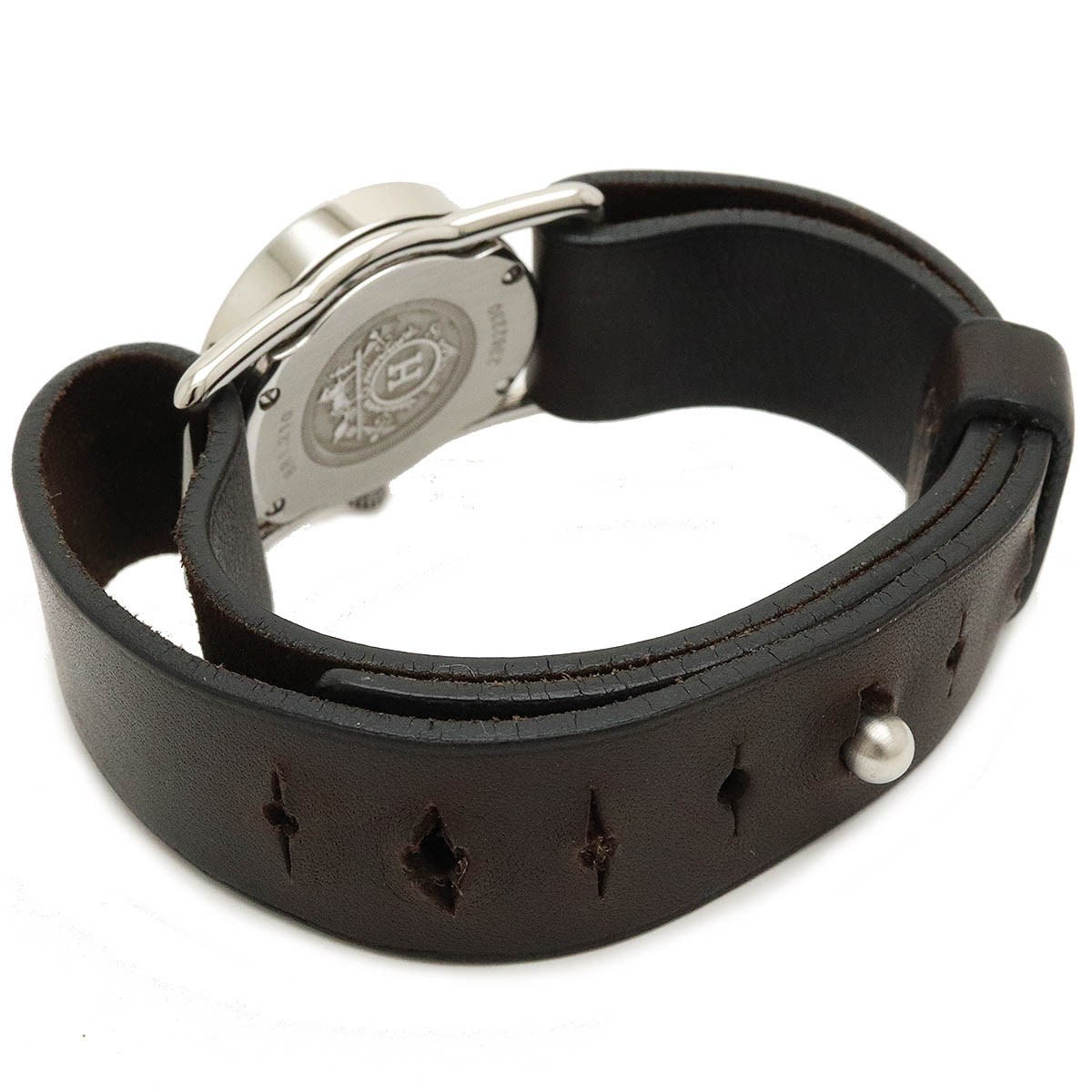 バレニア ロンド ラウンド レディース クォーツ 腕時計 ホワイト文字盤 レザー オレンジ バイカラー リバーシブル BR1.210