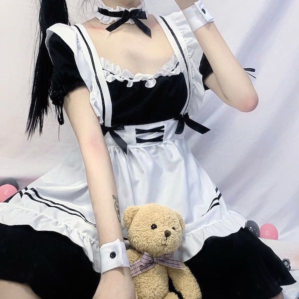 【M企画】 ホワイトメイド服セット【最終値下げ】 Qoo10] 【急速出荷】10点セット メイド服 可愛