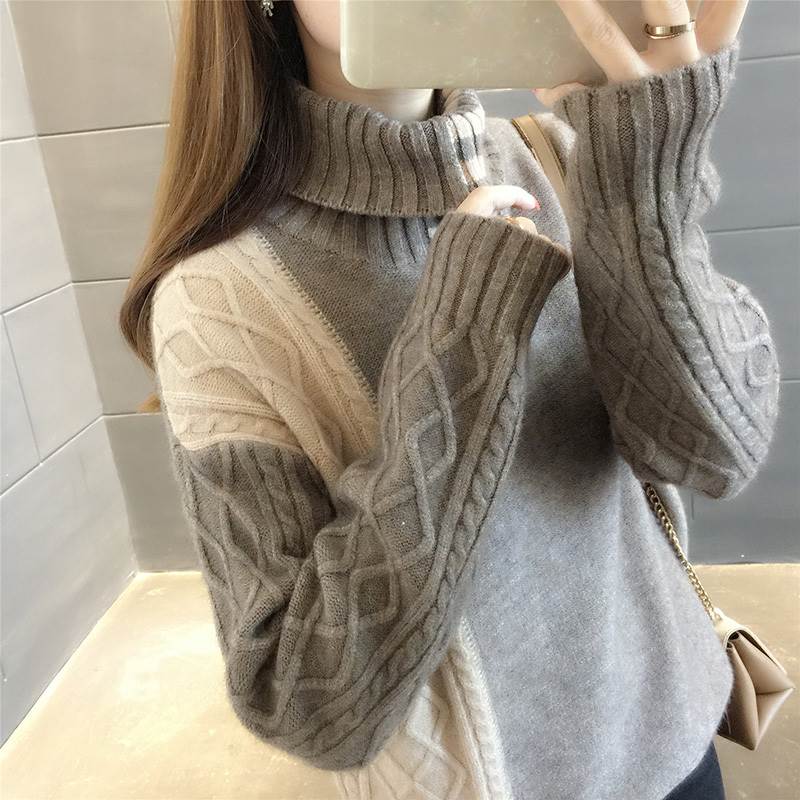 セーター　ニット　タートルネック　編み込み