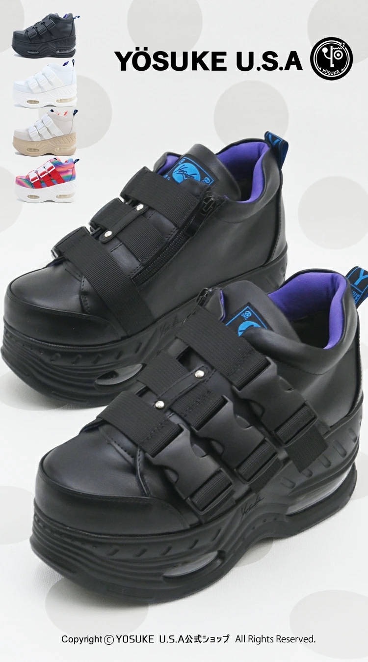 【公式SHOP特典キズ補修液付】 ヨースケ 厚底スニーカー レディース ベルクロ 8cm 厚底台形ソール