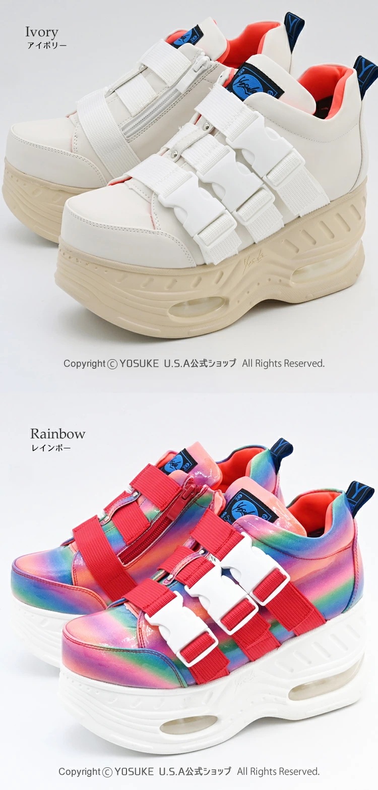 【公式SHOP特典キズ補修液付】 ヨースケ 厚底スニーカー レディース ベルクロ 8cm 厚底台形ソール