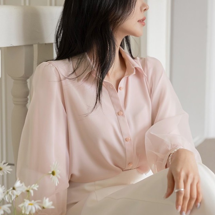 ブラウス レディース 春 シフォン きれいめ パフスリーブ パフ袖 ブラウス レディース 春 シフォン きれいめ パフスリーブ パフ袖