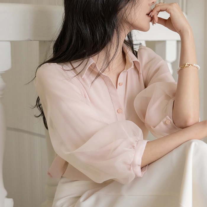 ブラウス レディース 春 シフォン きれいめ パフスリーブ パフ袖 ブラウス レディース 春 シフォン きれいめ パフスリーブ パフ袖