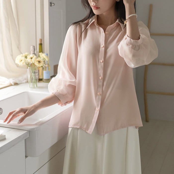 ブラウス レディース 春 シフォン きれいめ パフスリーブ パフ袖 ブラウス レディース 春 シフォン きれいめ パフスリーブ パフ袖