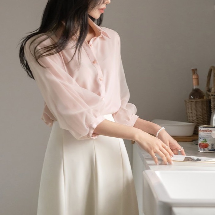 ブラウス レディース 春 シフォン きれいめ パフスリーブ パフ袖 ブラウス レディース 春 シフォン きれいめ パフスリーブ パフ袖
