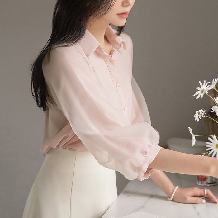 ブラウス レディース 春 シフォン きれいめ パフスリーブ パフ袖 ブラウス レディース 春 シフォン きれいめ パフスリーブ パフ袖