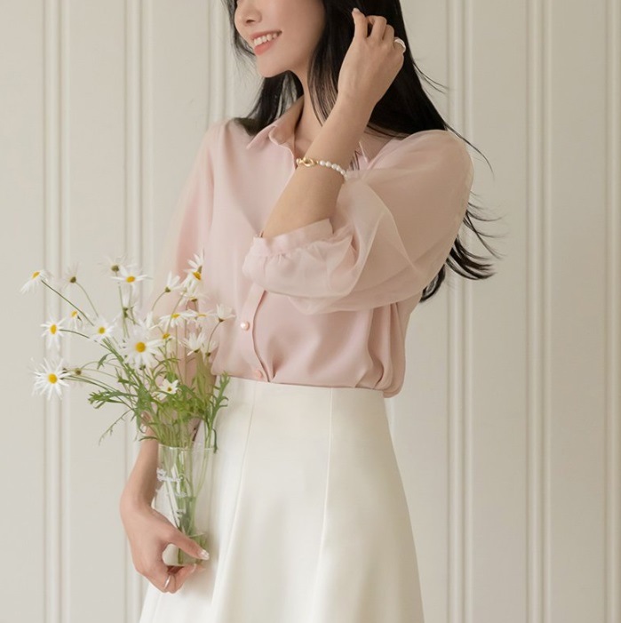ブラウス レディース 春 シフォン きれいめ パフスリーブ パフ袖 ブラウス レディース 春 シフォン きれいめ パフスリーブ パフ袖