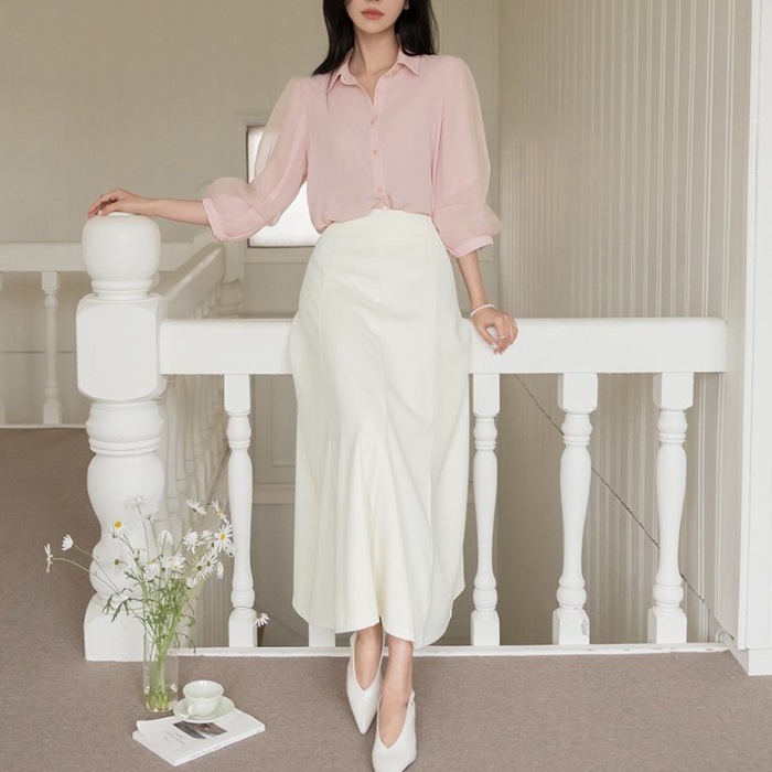 ブラウス レディース 春 シフォン きれいめ パフスリーブ パフ袖 ブラウス レディース 春 シフォン きれいめ パフスリーブ パフ袖