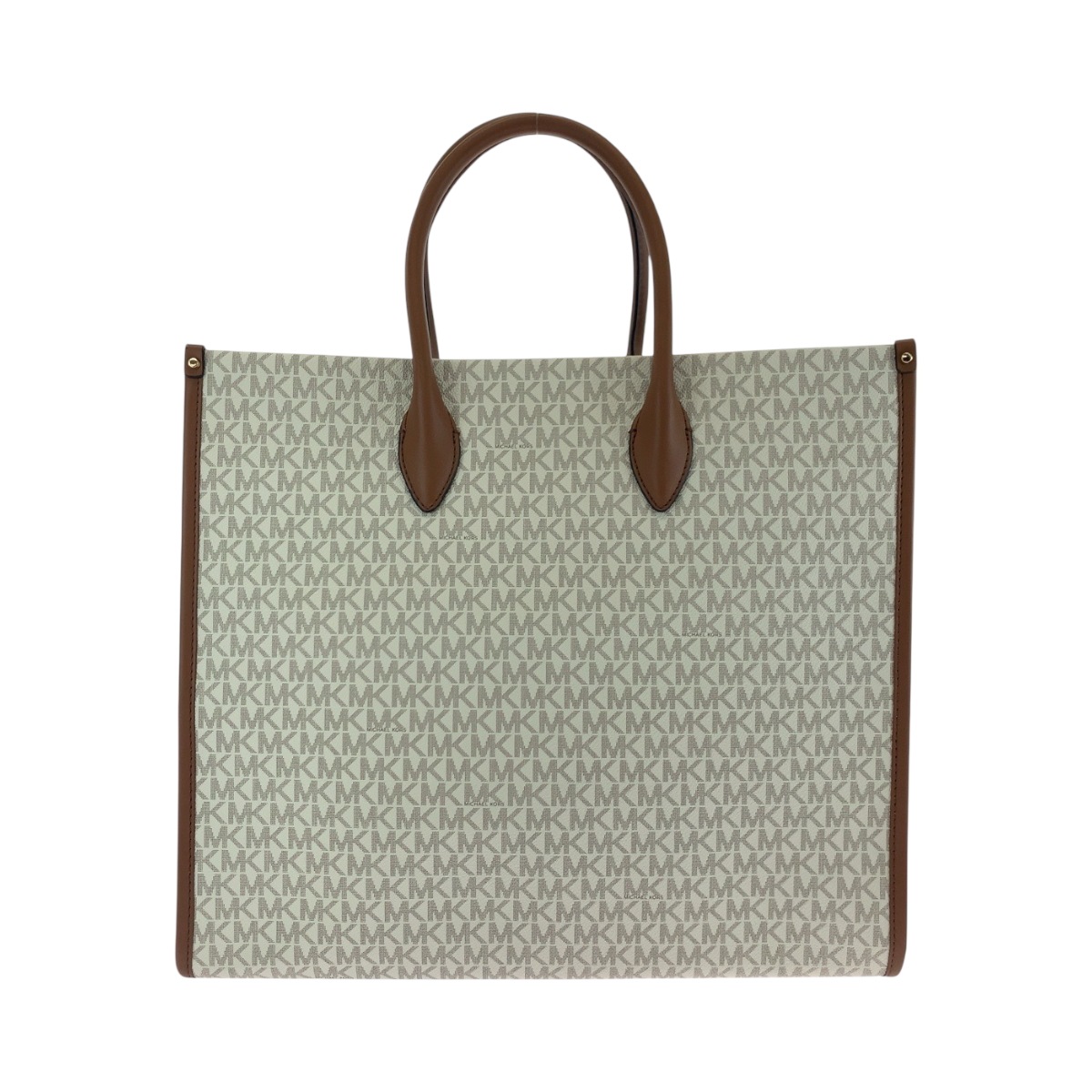 美品 ホワイト ブラウン PVC トートバッグ ハンドバッグ レディース 502764