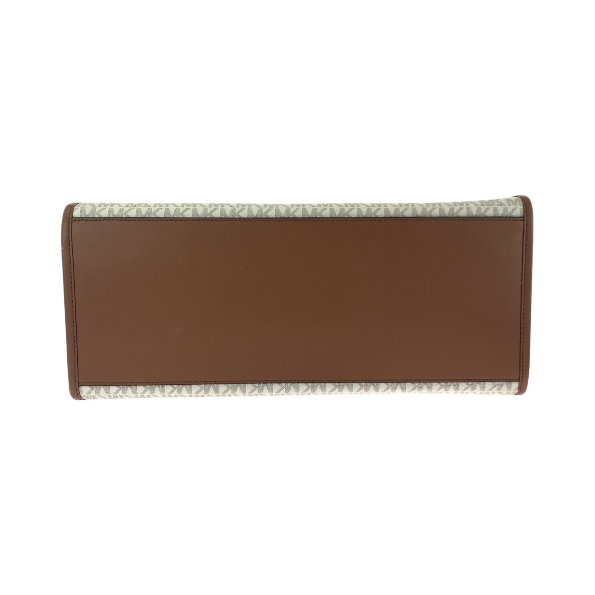 美品 ホワイト ブラウン PVC トートバッグ ハンドバッグ レディース 502764