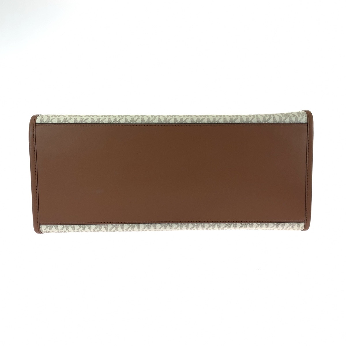 美品 ホワイト ブラウン PVC トートバッグ ハンドバッグ レディース 502764