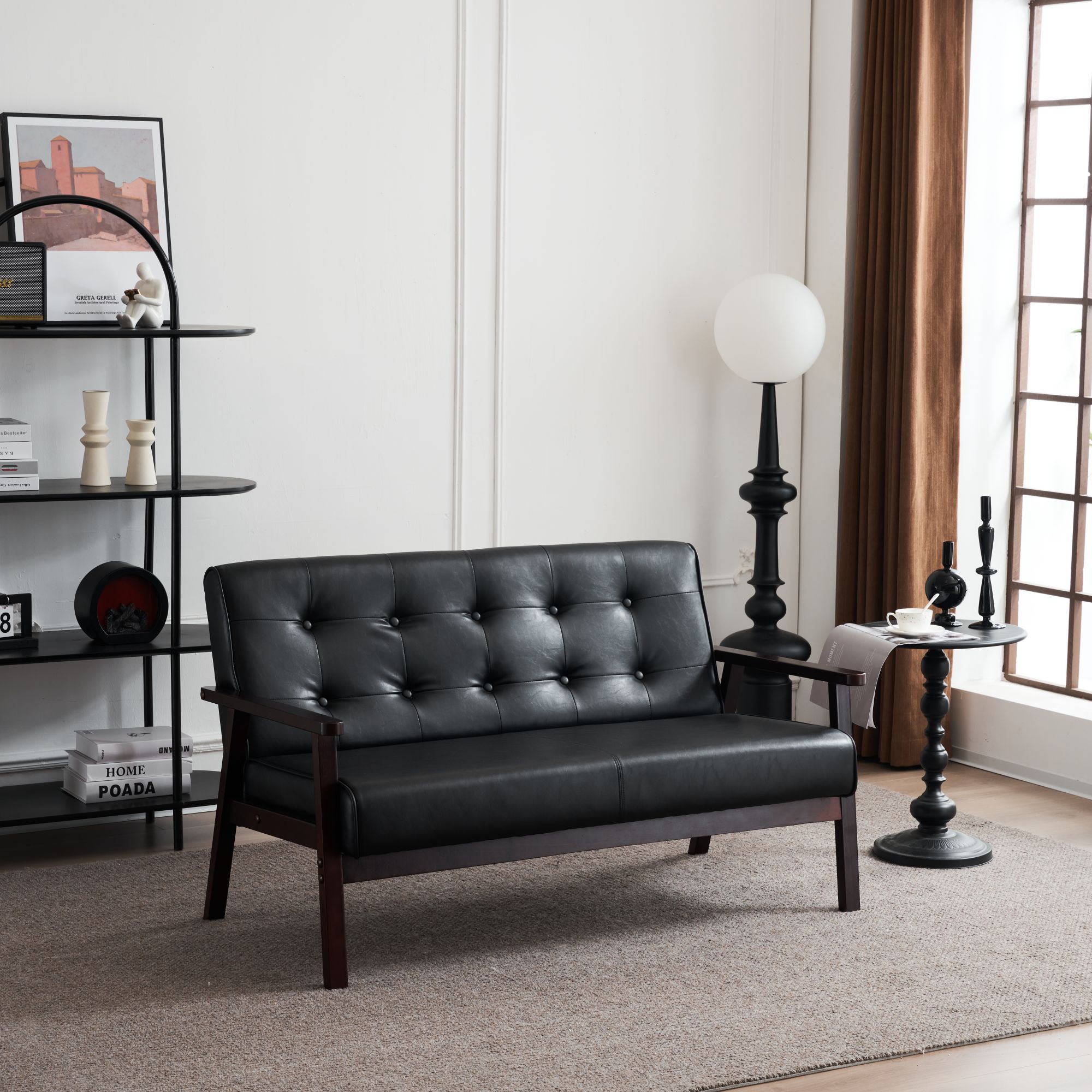 ブラックPVC】 ソファ ソファー 2人掛け 2Pソファ レザー レトロ