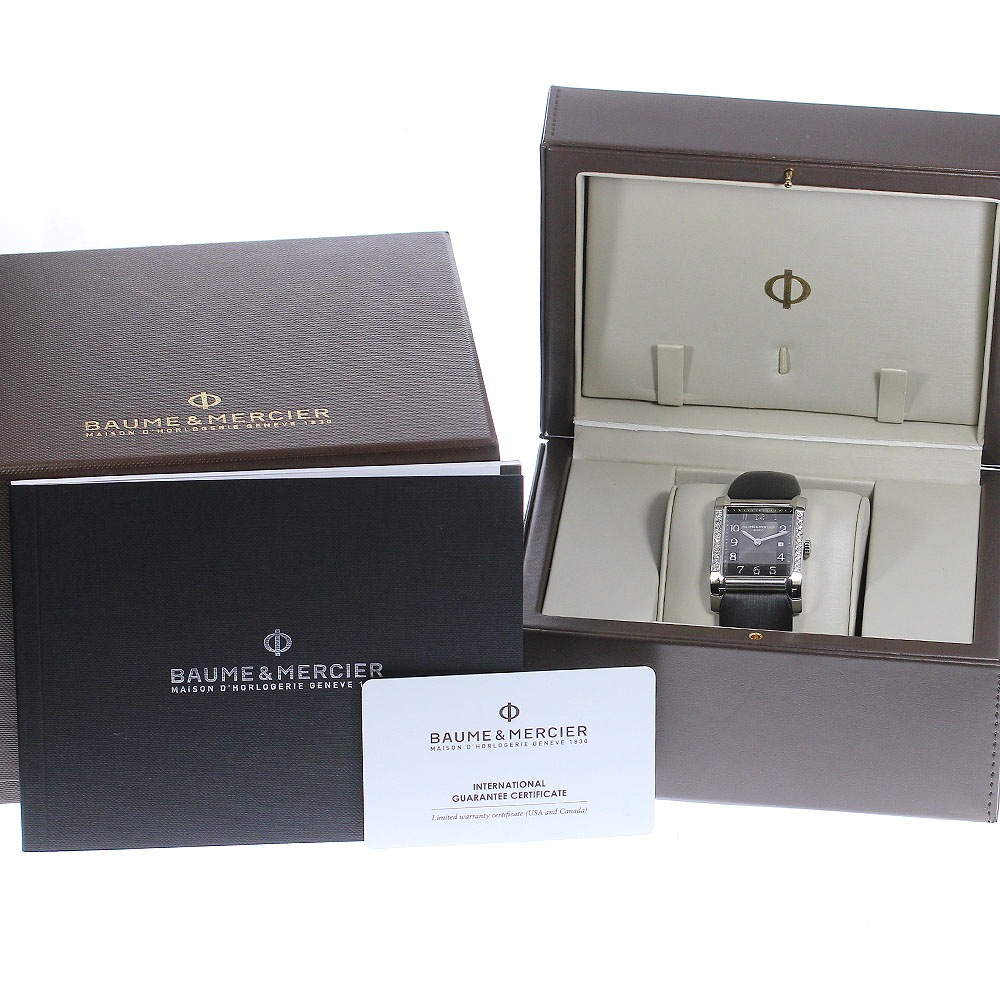 ボーム＆メルシェ Baume & Mercier 65694 ハンプトン ダイヤベゼル デイト クォーツ ボーイズ 良品 箱保証書付き_811725【中古】