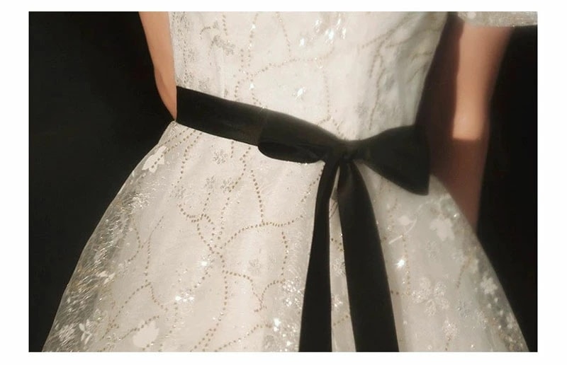 6月の新製品利用可能なポイント ウェディングドレス ウエディングドレス カラードレス ロングドレス ホワイト パフスリーブ 蝶 リボン 演奏会 発表会 カクテルドレス イブニングドレス パーティード