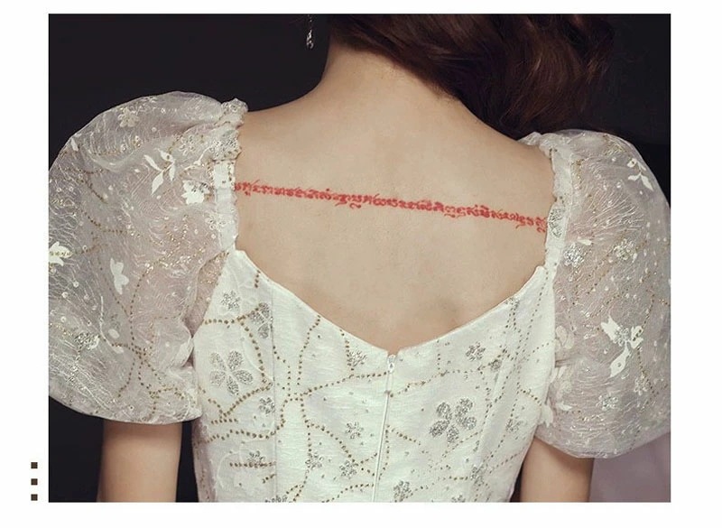 6月の新製品利用可能なポイント ウェディングドレス ウエディングドレス カラードレス ロングドレス ホワイト パフスリーブ 蝶 リボン 演奏会 発表会 カクテルドレス イブニングドレス パーティード