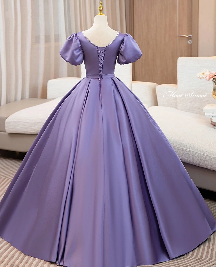 カラードレス Aラインドレス ロングドレス パープル サテン 半袖 編み上げ 紫 ウェディングドレス 結婚式 二次会 花嫁 前撮り 演奏会 発表会 ステージ衣装 ウエディングドレス パーティードレス カラードレス Aラインドレス ロングドレス パープル サテン 半袖 編み上げ 紫 ウェディングドレス 結婚式 二次会 花嫁 前撮り 演奏会 発表会 ステージ衣装 ウエディングドレス パーティードレス
