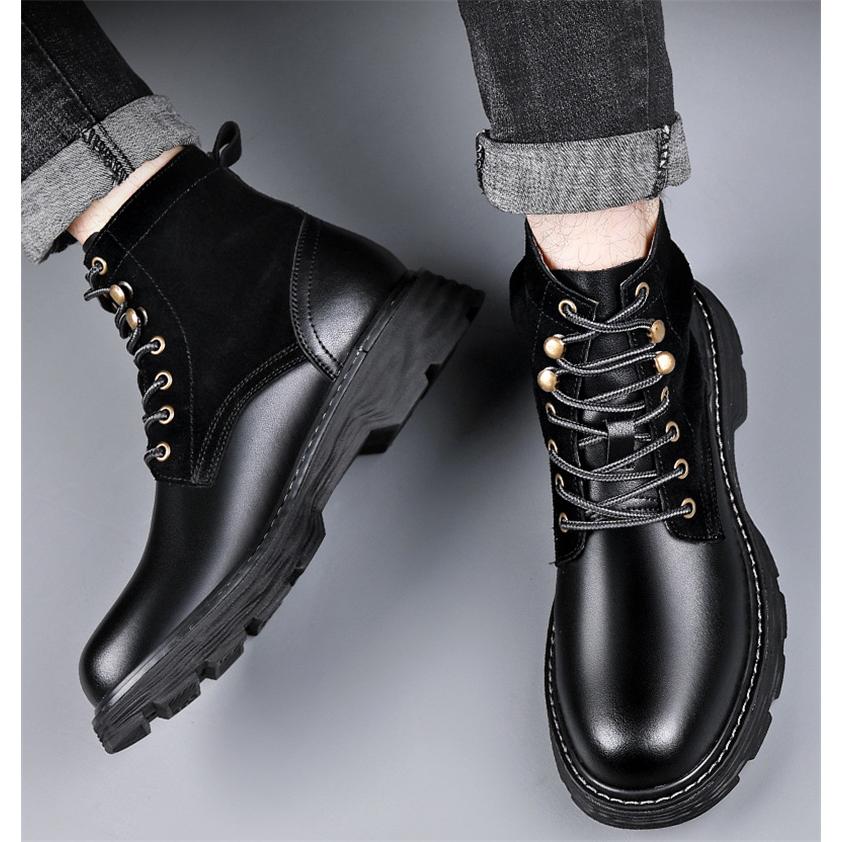 ショートブーツ メンズ 革靴 レザー 本革 ワークブーツ イングランド風 スリッポン カジュアル 秋冬 かっこいい サイドゴアブーツ 紳士靴 無地 ハイカット WOOYOO] ショートブーツ サイドジッパー 本革 レザー メンズ 男靴