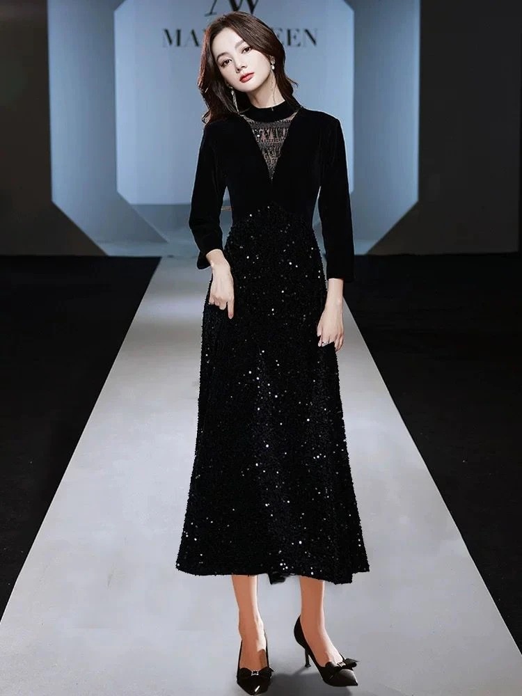 ベルベット ドレス 小柄 感 パーティードレス 黒 気質 イブニングドレス 演奏会 成人式 同窓会 発表会 フォーマル キャバドレス ワンピース L 正式 礼装 チャイナドレス T ベルベット ドレス 小柄 感 パーティードレス 黒 気質 イブニングドレス 演奏会 成人式 同窓会 発表会 フォーマル キャバドレス ワンピース L 正式 礼装 チャイナドレス T