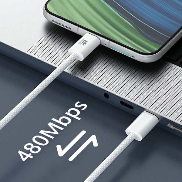2本目半額クーポン配布中 RoiCiel USB-C to USB-C 編み込み式ケーブル PD60W （1m）/PD240W （2m）USB-C充電ケーブル急速充電