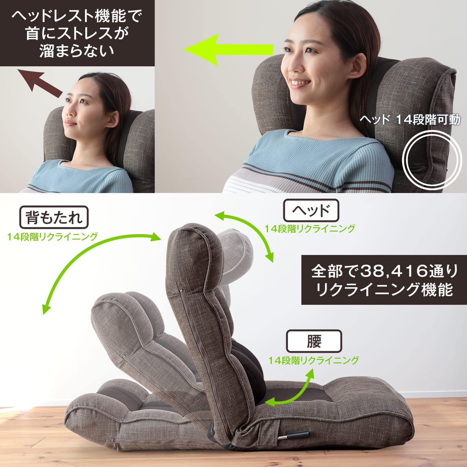 腰の神様がくれた座椅子 ストレスfreeなレバー操作タイプ ZFHZ1-