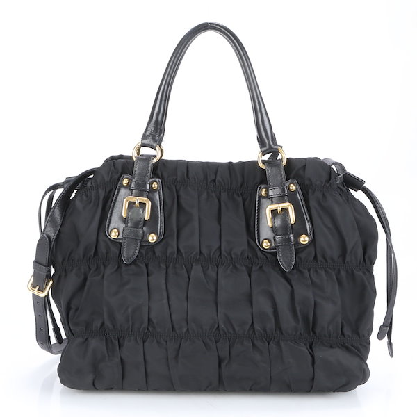 極美品】PRADA 2wayバッグショルダーテスートナイロン三角ロゴ黒