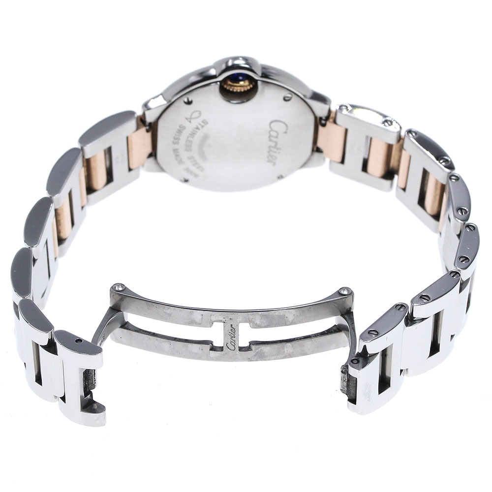 カルティエ CARTIER WE902030 バロンブルーSM K18PGコンビ 11Pダイヤ クォーツ レディース _826844【中古】