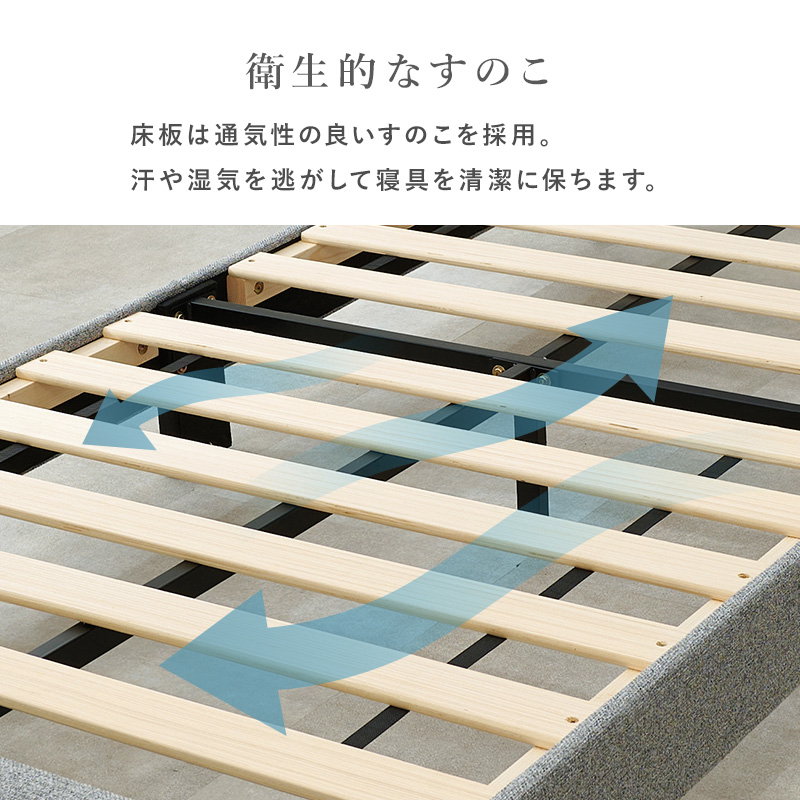 ベッド セミダブル ポケットコイル マットレス付き ファブリックベッド 可愛いボタンとステッチ すのこ床板_10