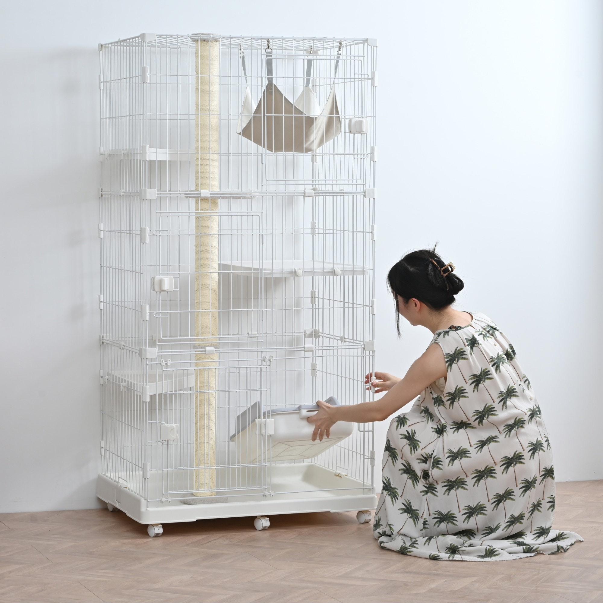 【爪とぎポール付】猫 ケージ 3段 キャットケージ キャットタワー 爪とぎ一体 ハンモック 冬夏適用マット付き 猫ケージ 大型 多頭飼い ハウス 猫 キャスター 【爪とぎポール付】猫 ケージ 3段 キャットケージ キャットタワー 爪とぎ一体 ハンモック 冬夏適用マット付き 猫ケージ 大型 多頭飼い ハウス 猫 キャスター