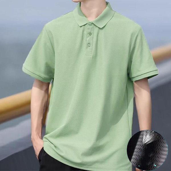 Qoo10] メンズ ポロシャツ 半袖 スリム着痩せ