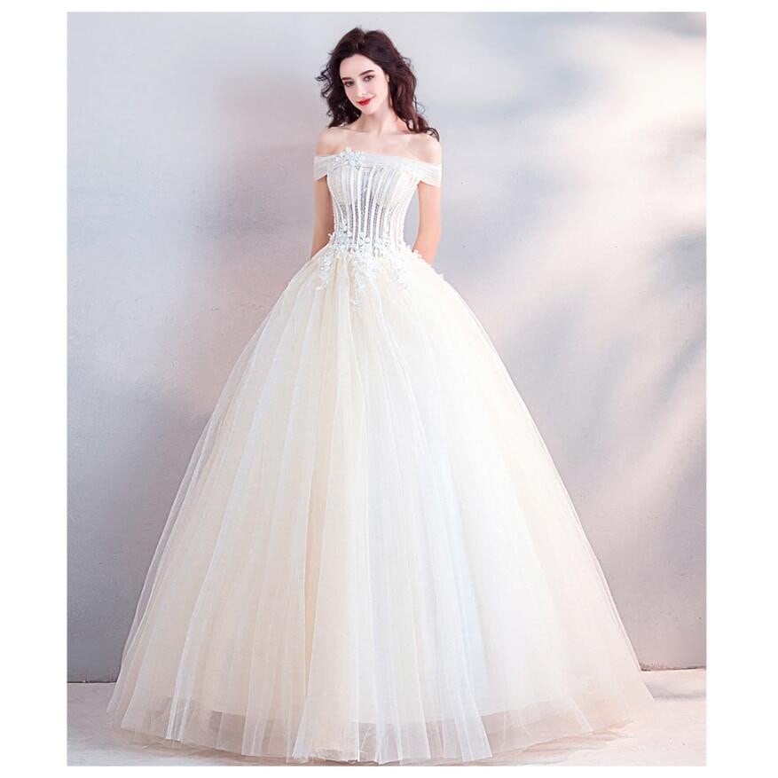 オフショルダー ロング丈ドレス パーティードレス 上品 大人 ウエディングドレス 高級感 演奏会 結