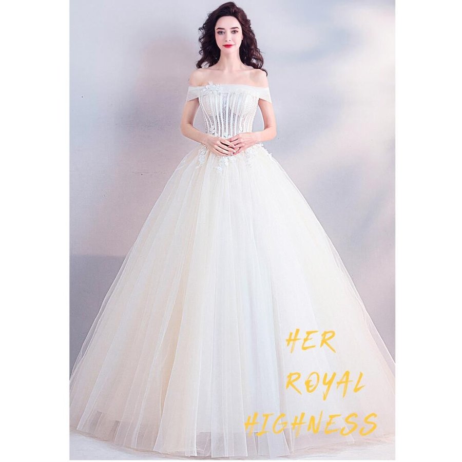 オフショルダー ロング丈ドレス パーティードレス 上品 大人 ウエディングドレス 高級感 演奏会 結