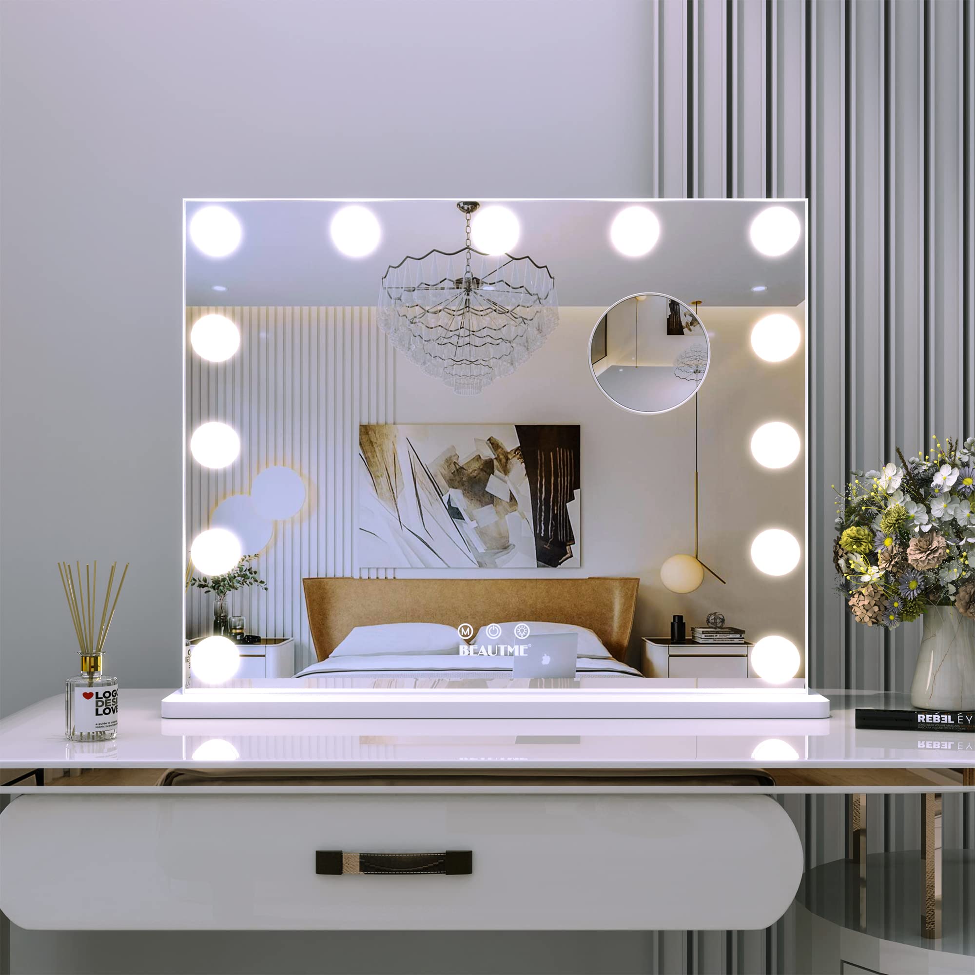 BEAUTME 化粧鏡 女優ミラー ハリウッドミラー 3色照明モード