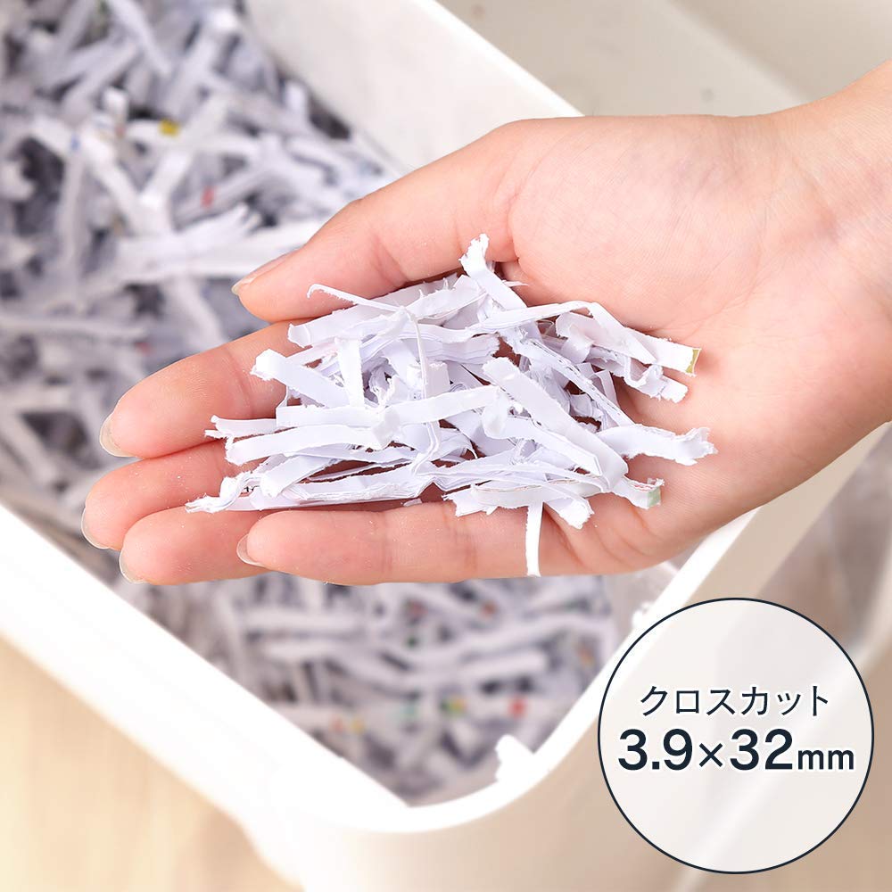 【静音タイプ】 シュレッダー 家庭用/業務用 静音 クロスカット 最大細断枚数10枚 定格細断枚数8枚 定格使用時間10分 ゴミ箱容量17L A4用紙約180枚収容 細断速度約2.0m/分 45dB