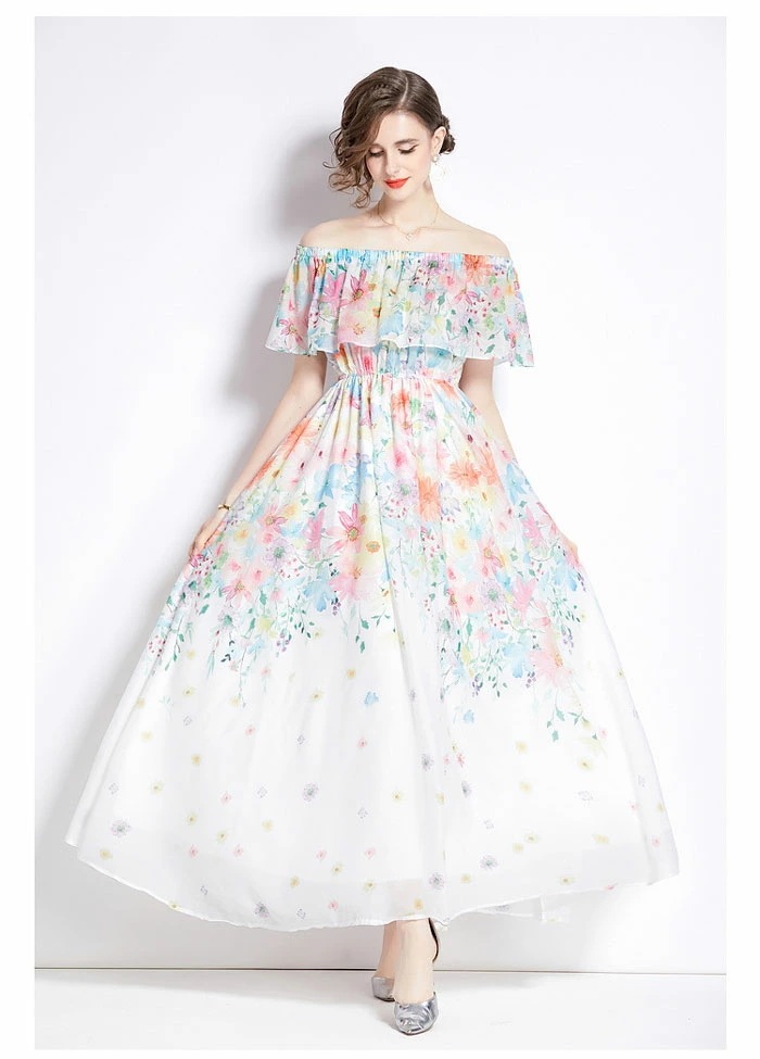 【夏セール!】夏ワンピース フリルワンピース リゾートロング丈 リゾートワンピ オフショルダー 半袖 2Ways ボヘミア風 花柄 シフォン 女性らしさ溢れる 夏ワンピ ビーチ 旅行 海デート リゾー 【夏セール!】夏ワンピース フリルワンピース リゾートロング丈 リゾートワンピ オフショルダー 半袖 2Ways ボヘミア風 花柄 シフォン 女性らしさ溢れる 夏ワンピ ビーチ 旅行 海デート リゾー