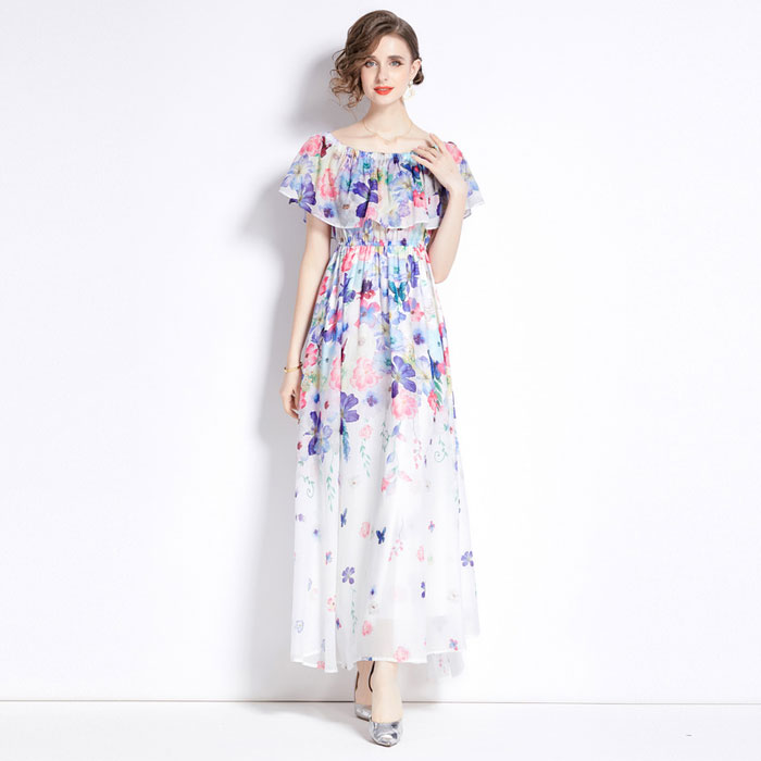 【夏セール!】夏ワンピース フリルワンピース リゾートロング丈 リゾートワンピ オフショルダー 半袖 2Ways ボヘミア風 花柄 シフォン 女性らしさ溢れる 夏ワンピ ビーチ 旅行 海デート リゾー 【夏セール!】夏ワンピース フリルワンピース リゾートロング丈 リゾートワンピ オフショルダー 半袖 2Ways ボヘミア風 花柄 シフォン 女性らしさ溢れる 夏ワンピ ビーチ 旅行 海デート リゾー