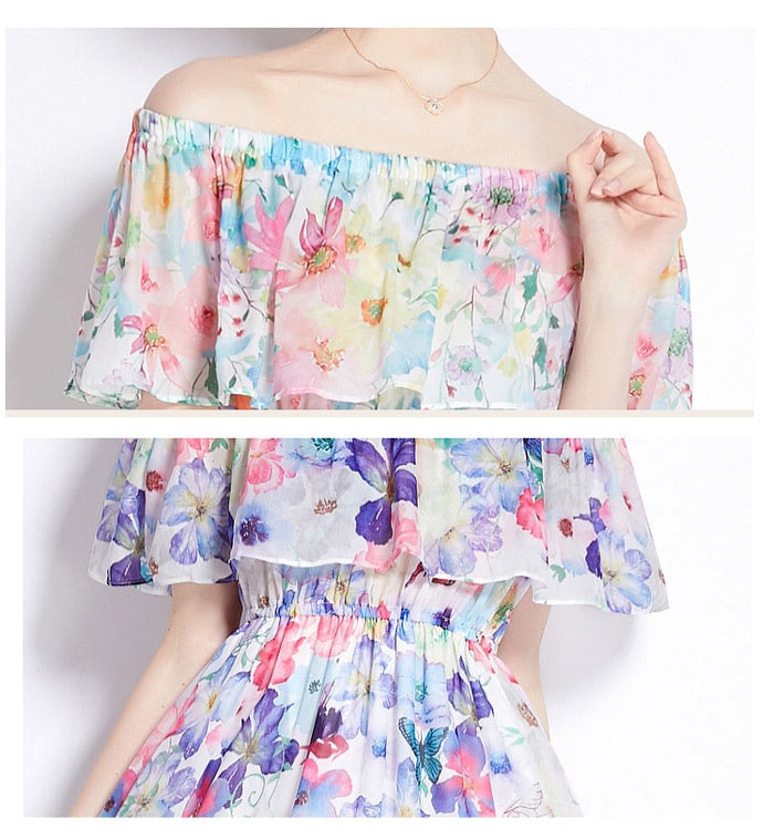 【夏セール!】夏ワンピース フリルワンピース リゾートロング丈 リゾートワンピ オフショルダー 半袖 2Ways ボヘミア風 花柄 シフォン 女性らしさ溢れる 夏ワンピ ビーチ 旅行 海デート リゾー 【夏セール!】夏ワンピース フリルワンピース リゾートロング丈 リゾートワンピ オフショルダー 半袖 2Ways ボヘミア風 花柄 シフォン 女性らしさ溢れる 夏ワンピ ビーチ 旅行 海デート リゾー