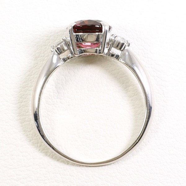 PT900 プラチナ リング 16.5号 ピンクトルマリン 2.50 ダイヤ 0.12 中古 PT900 プラチナ リング 16.5号 ピンクトルマリン 2.50 ダイヤ 0.12 中古