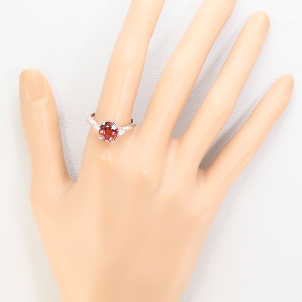 PT900 プラチナ リング 16.5号 ピンクトルマリン 2.50 ダイヤ 0.12 中古 PT900 プラチナ リング 16.5号 ピンクトルマリン 2.50 ダイヤ 0.12 中古