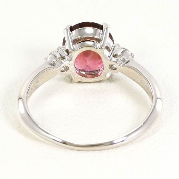 PT900 プラチナ リング 16.5号 ピンクトルマリン 2.50 ダイヤ 0.12 中古 PT900 プラチナ リング 16.5号 ピンクトルマリン 2.50 ダイヤ 0.12 中古