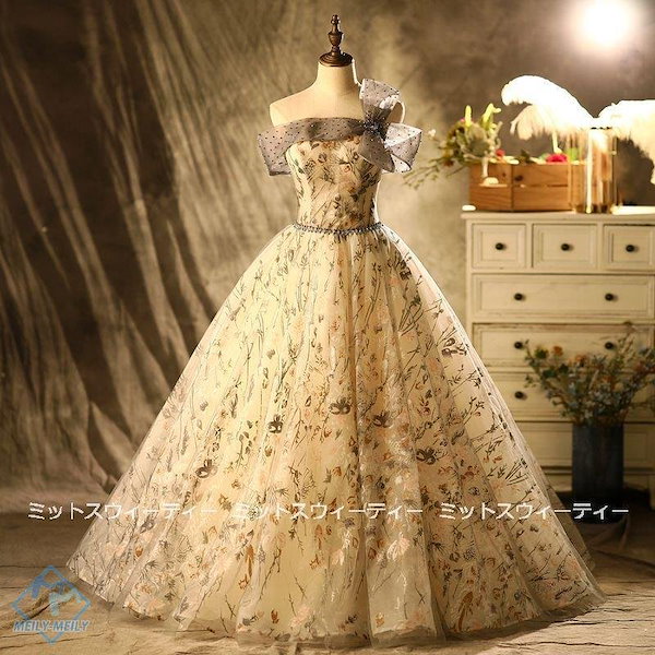 カラードレス【ウエディングドレス】 カラードレス ステージ　花柄 カラードレス　ドレス