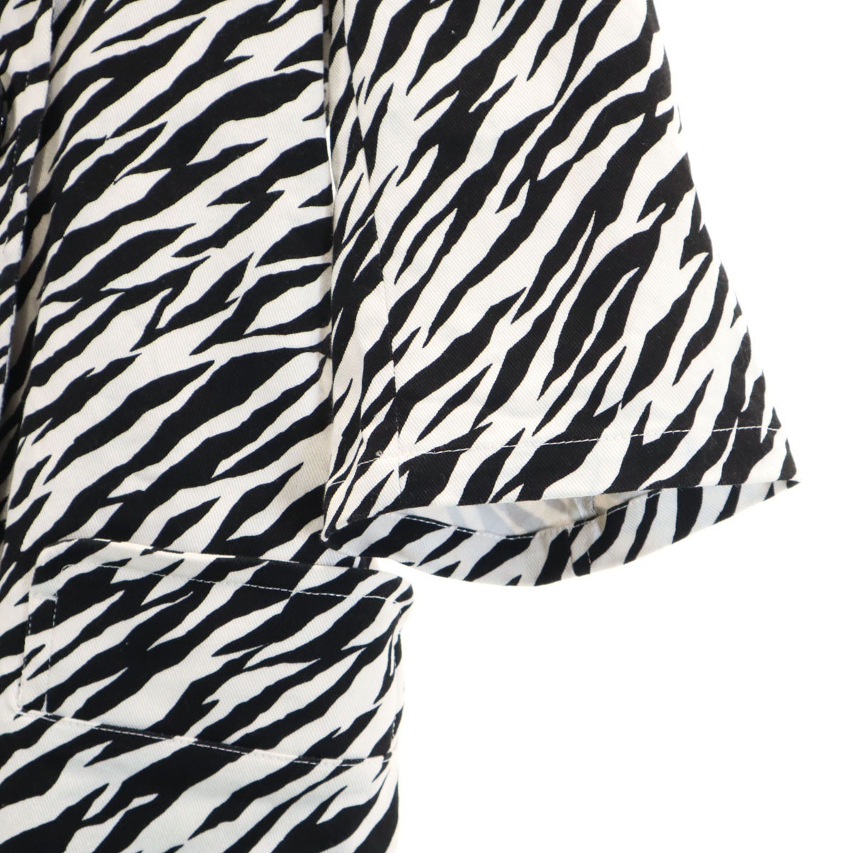 LIMI feu リミフゥ 日本製 ゼブラ柄 5分袖 ピーコート S ホワイト