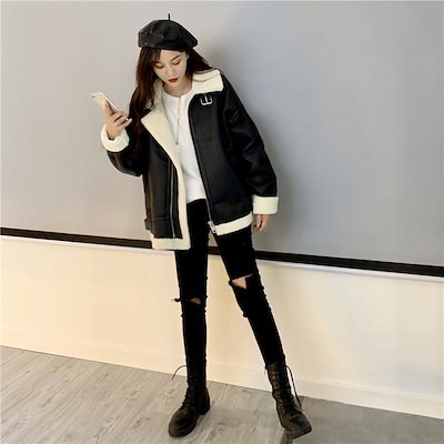 Qoo10] レザージャケット もこもこ アウター ボ : レディース服
