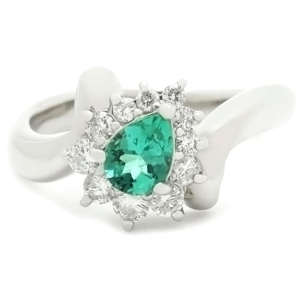 リング 指輪 エメラルド ダイヤモンド リング Pt900 エメラルド ダイヤモンド プラチナシルバー グリーン 緑 10号【中古】 リング 指輪 エメラルド ダイヤモンド リング Pt900 エメラルド ダイヤモンド プラチナシルバー グリーン 緑 10号【中古】