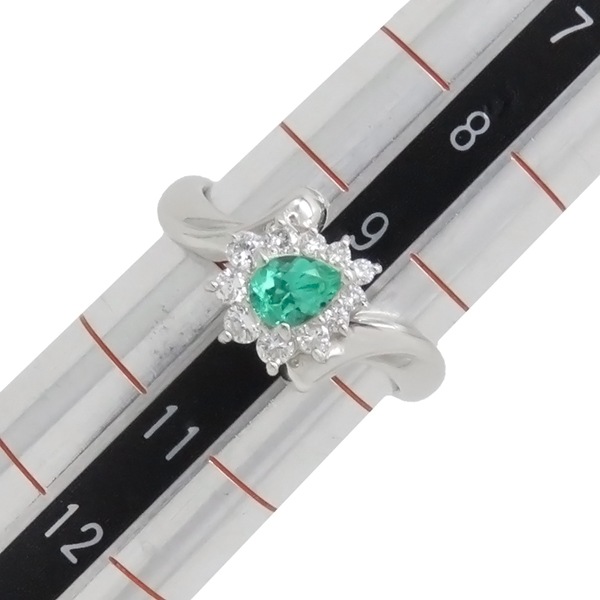 リング 指輪 エメラルド ダイヤモンド リング Pt900 エメラルド ダイヤモンド プラチナシルバー グリーン 緑 10号【中古】 リング 指輪 エメラルド ダイヤモンド リング Pt900 エメラルド ダイヤモンド プラチナシルバー グリーン 緑 10号【中古】