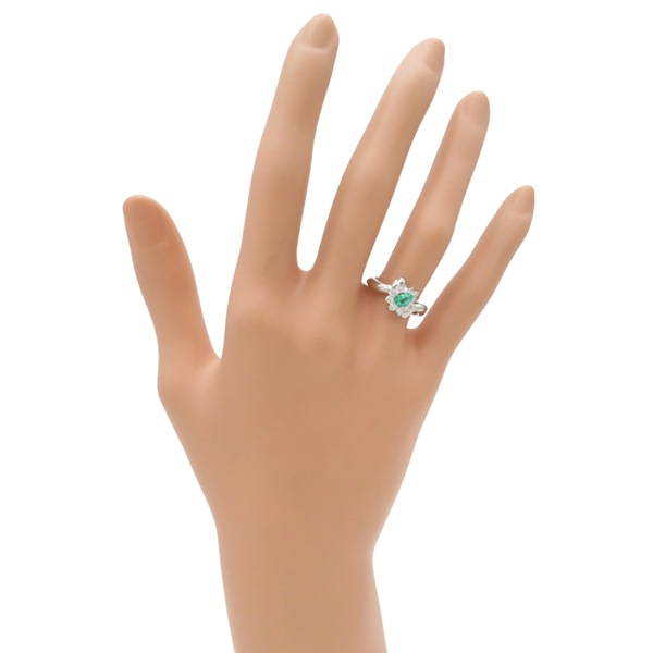 リング 指輪 エメラルド ダイヤモンド リング Pt900 エメラルド ダイヤモンド プラチナシルバー グリーン 緑 10号【中古】 リング 指輪 エメラルド ダイヤモンド リング Pt900 エメラルド ダイヤモンド プラチナシルバー グリーン 緑 10号【中古】