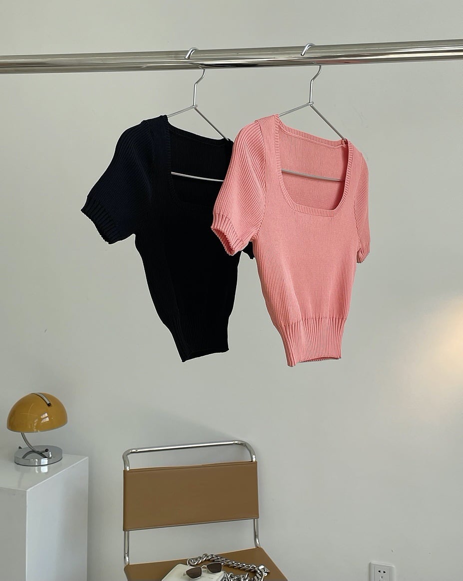 トップス レディース Tシャツ カットソー 袖あり 半袖 Uネック 襟なし リブニット ボディコンシャス タイト クロップ丈 ショート丈 スリム タイト 細身 ストレート スマート かわいい wto0