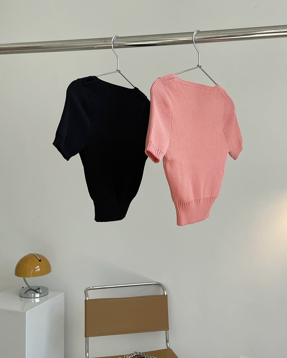 トップス レディース Tシャツ カットソー 袖あり 半袖 Uネック 襟なし リブニット ボディコンシャス タイト クロップ丈 ショート丈 スリム タイト 細身 ストレート スマート かわいい wto0