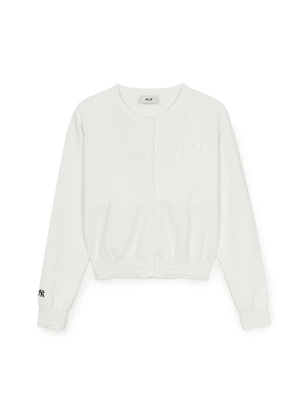 3FKCB0251 正規品保証 関税負担なし 韓国限定販売 [25S新商品]レディース ベーシック クーパー ボタン クロップ カーディガン ニューヨーク ヤンキース