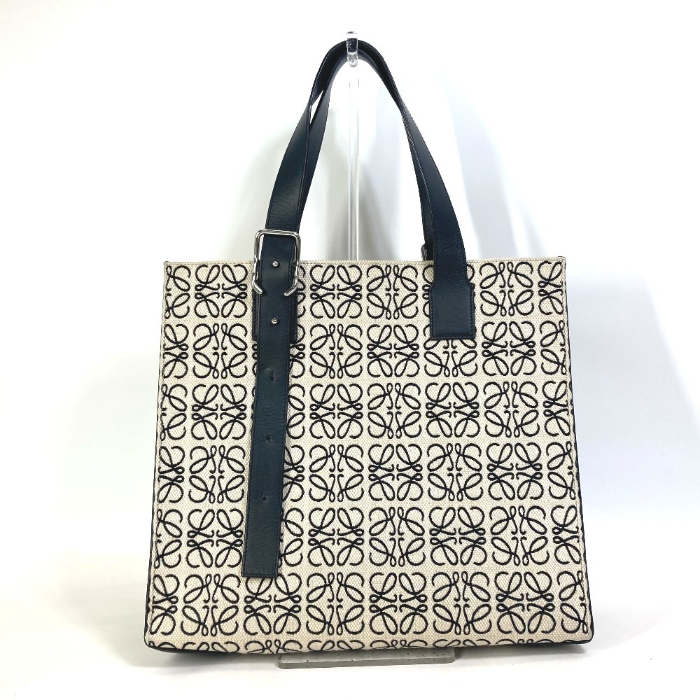 トートバッグ B692L09X03 バックルトート アナグラム ショルダーバッグ 肩掛け ビジネスバッグ キャンバス/レザー ホワイト