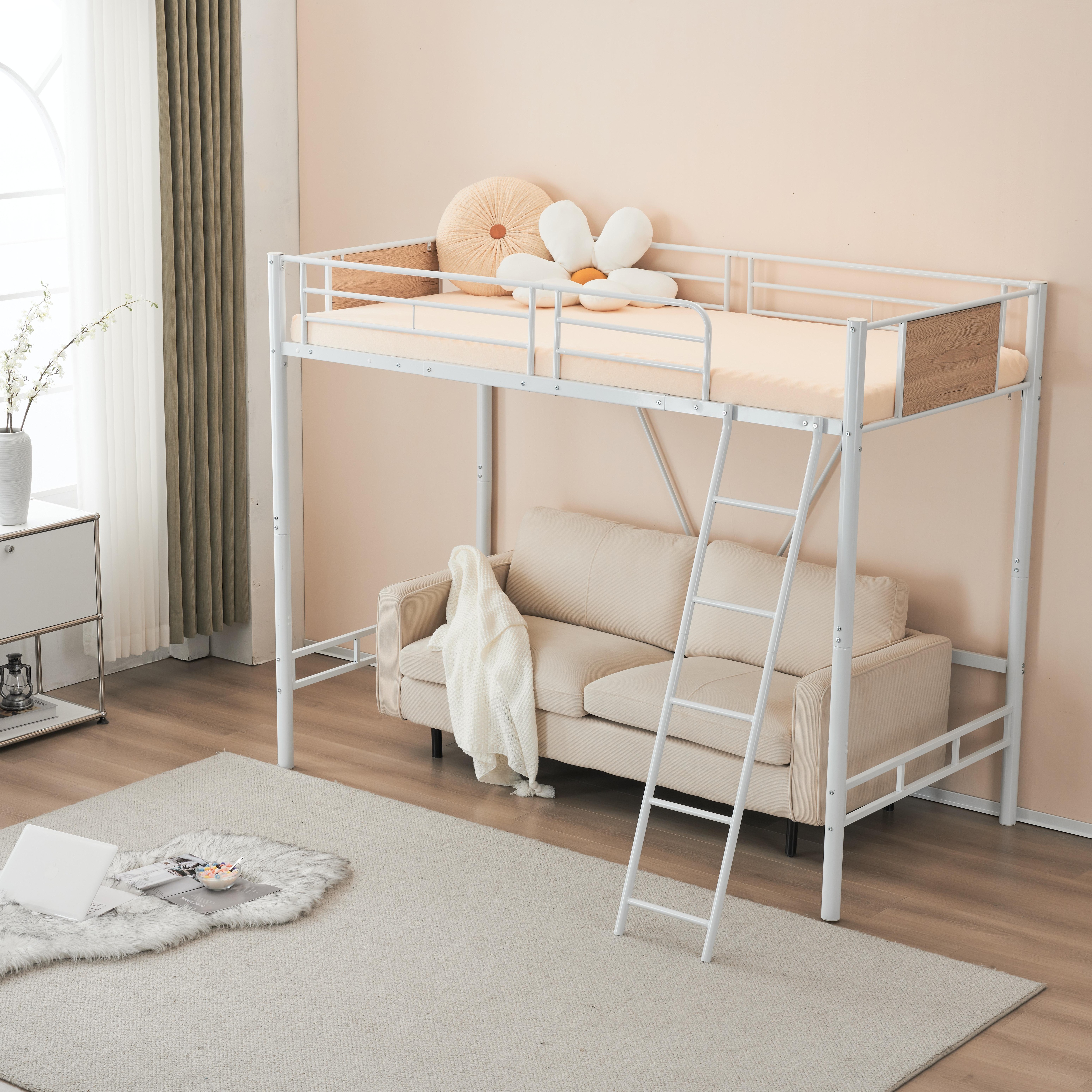 【国内出荷 - 3日配達】【新品】ホワイト ロフトベッド パイプベッド シングル 木 収納 北欧風 子供部屋 送料無料 スチール 耐震 ベッド SDG~90 【国内出荷 - 3日配達】【新品】ホワイト ロフトベッド パイプベッド シングル 木 収納 北欧風 子供部屋 送料無料 スチール 耐震 ベッド SDG~90